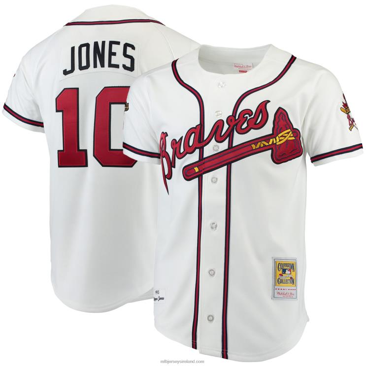 IE MBL Atlanta Braves Chipper Jones Mitchell & Ness Authentic Jersey Men White R0H2T318