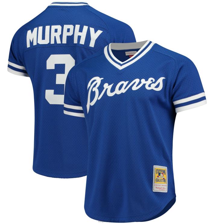 IE MBL Atlanta Braves Dale Murphy Mitchell & Ness Cooperstown Mesh Batting Practice Jersey Men Royal R0H2T758