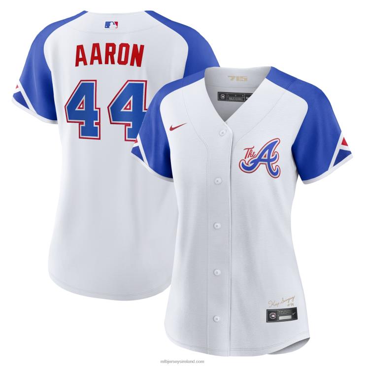 IE MBL Atlanta Braves Hank Aaron Nike 2023 City Connect Replica Player Jersey Women White R0H2T101
