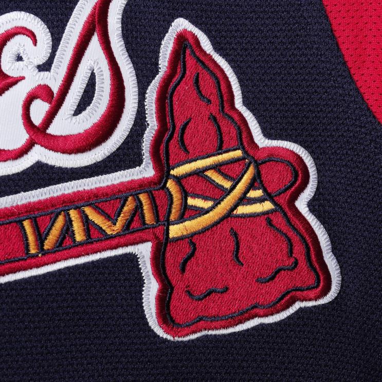 IE MBL Youth Atlanta Braves Chipper Jones Mitchell & Ness Cooperstown Collection Mesh Batting Practice Jersey Navy R0H2T852