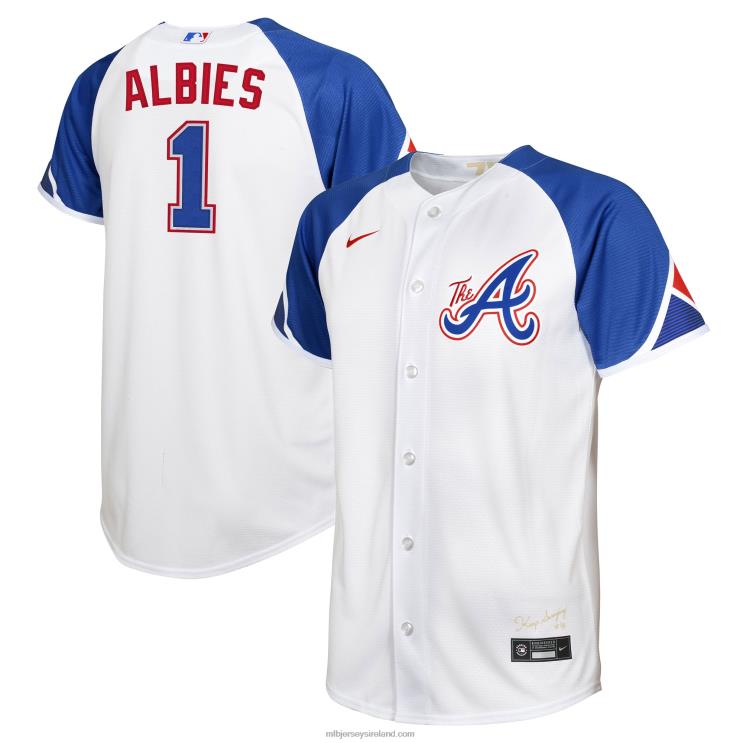 IE MBL Youth Atlanta Braves Ozzie Albies Nike 2023 City Connect Replica Player Jersey White R0H2T352