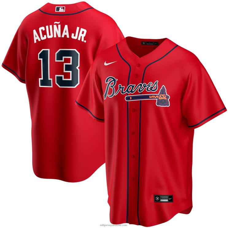 IE MBL Youth Atlanta Braves Ronald Acuna Jr. Nike Alternate Replica Player Jersey Red R0H2T128