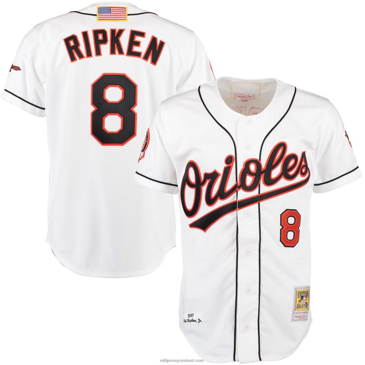 IE MBL Baltimore Orioles Cal Ripken Mitchell & Ness Home Authentic Jersey Men White R0H2T660