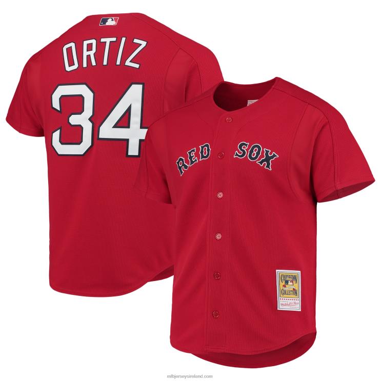IE MBL Boston Sox David Ortiz Mitchell & Ness Cooperstown Collection Mesh Batting Practice Jersey Men Red R0H2T265