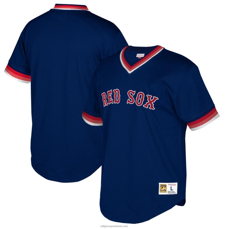 IE MBL Boston Sox Mitchell & Ness Big & Tall Cooperstown Collection Mesh Wordmark V-Neck Jersey Men Red R0H2T1119