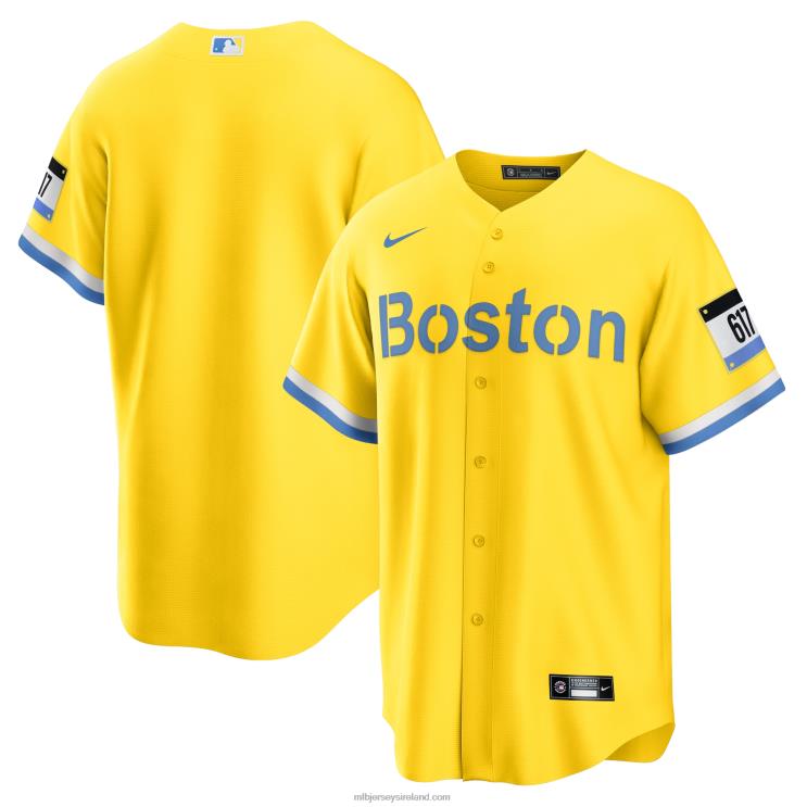 IE MBL Boston Sox Nike City Connect Replica Jersey Men Gold/Light Blue R0H2T710