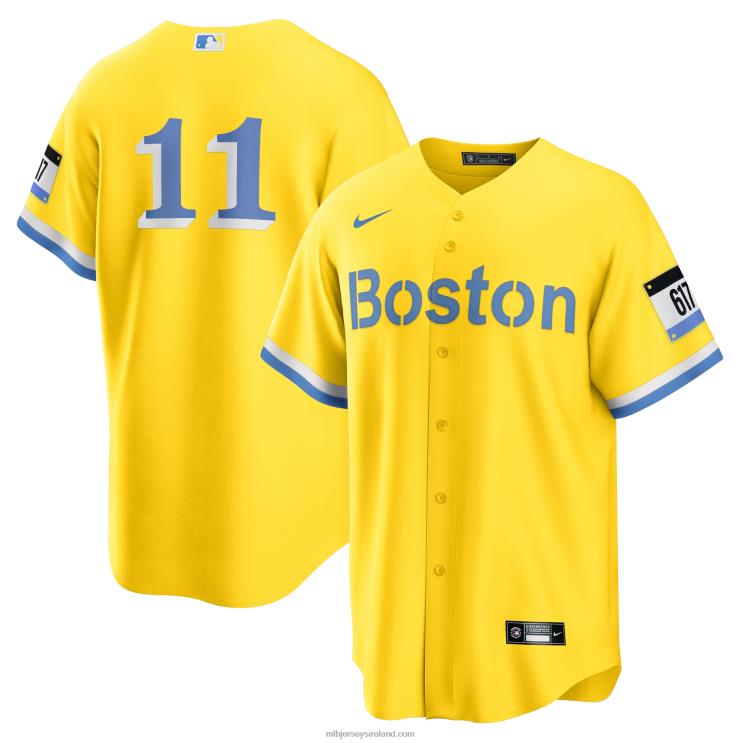 IE MBL Boston Sox Rafael Devers Nike City Connect Replica Player Jersey Men Gold/Light Blue R0H2T301