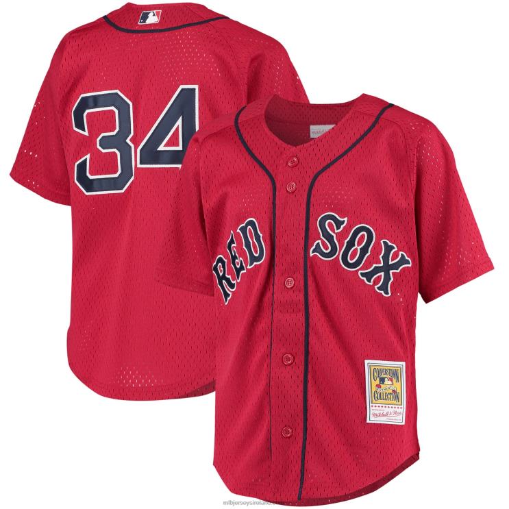 IE MBL Youth Boston Sox David Ortiz Mitchell & Ness Cooperstown Collection Batting Practice Jersey Red R0H2T408