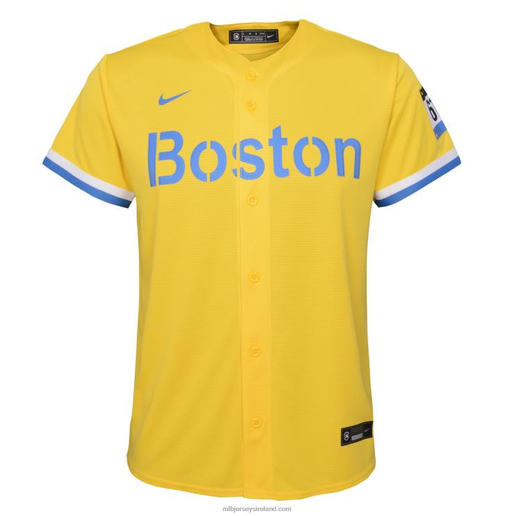 IE MBL Youth Boston Sox Xander Bogaerts Nike City Connect Replica Player Jersey Gold/Light Blue R0H2T851