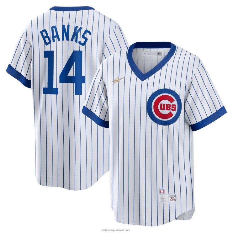 IE MBL Chicago Cubs Ernie Banks Nike Home Cooperstown Collection Player Jersey Men White R0H2T335
