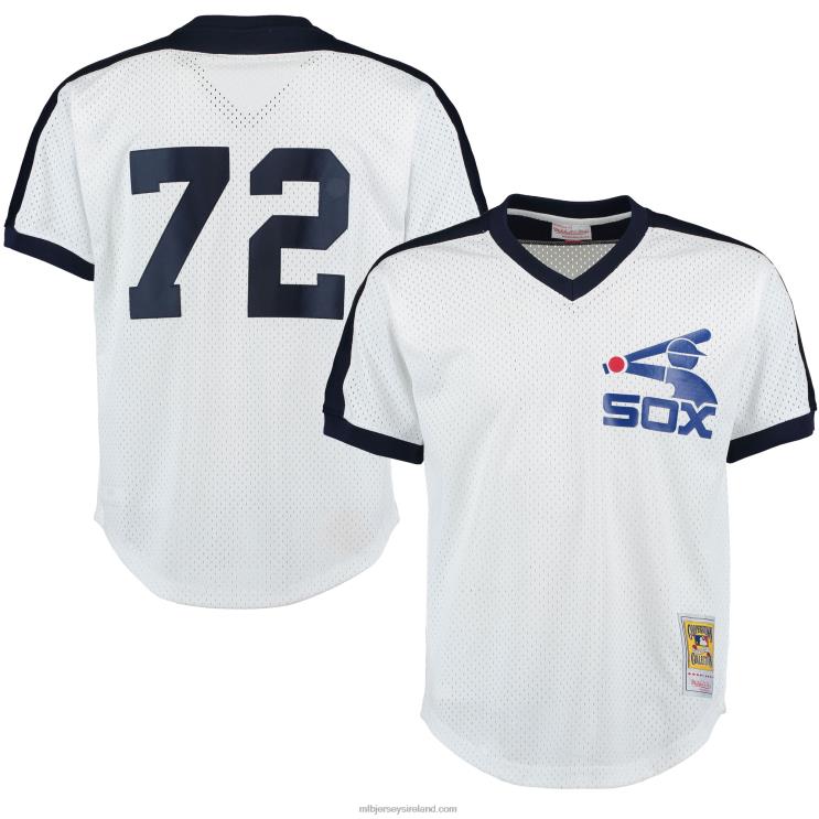 IE MBL Chicago Sox Carlton Fisk Mitchell & Ness Cooperstown Mesh Batting Practice Jersey Men White R0H2T964