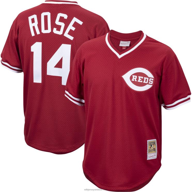 IE MBL Cincinnati s Pete Rose Mitchell & Ness Cooperstown Collection Mesh Batting Practice Jersey Men Red R0H2T745