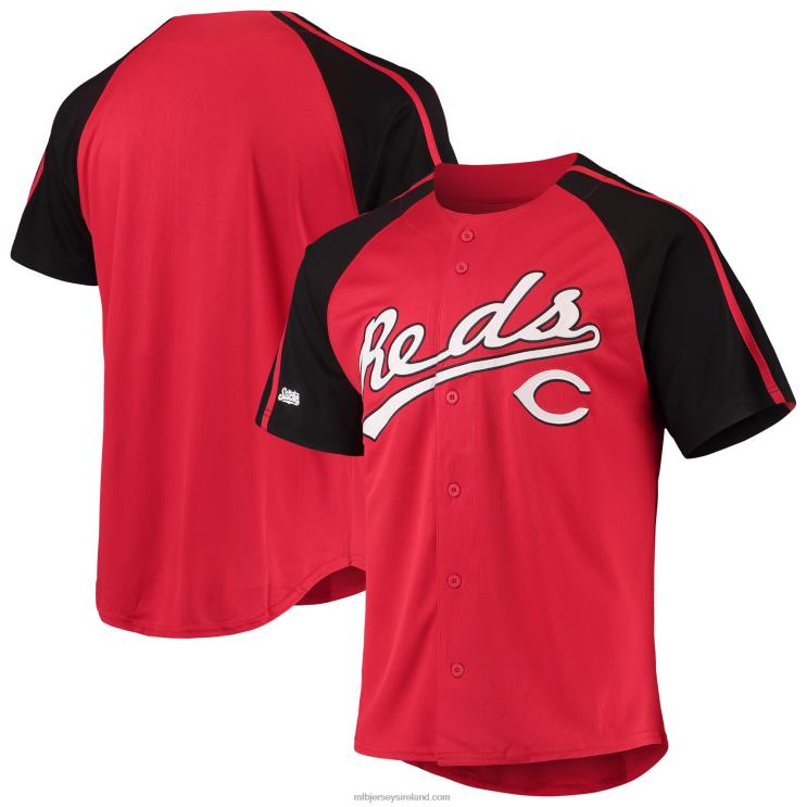 IE MBL Cincinnati s Stitches Button-Down Raglan Replica Jersey Men Red R0H2T945