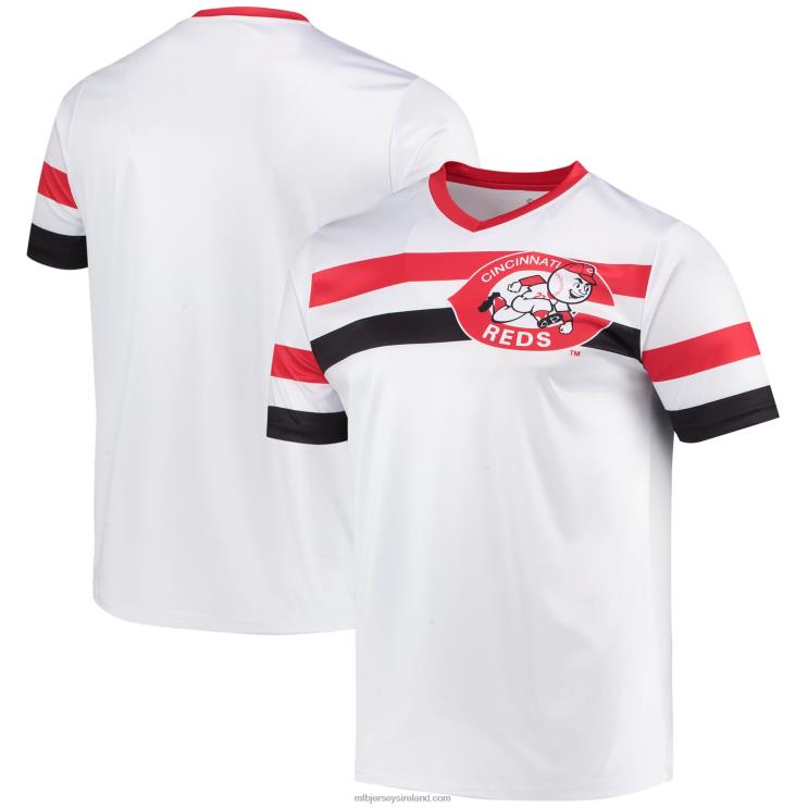IE MBL Cincinnati s Stitches Cooperstown Collection V-Neck Jersey Men White R0H2T1271