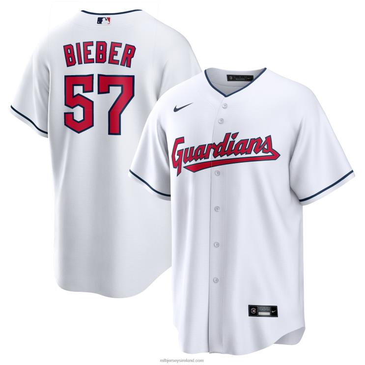 IE MBL Cleveland Guardians Shane Bieber Nike Replica Player Jersey Men White R0H2T550