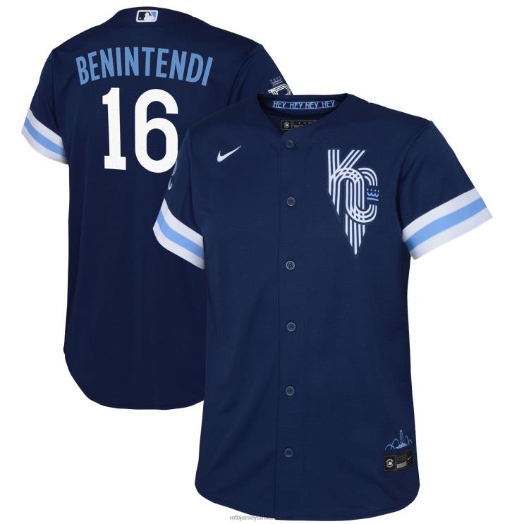 IE MBL Preschool Kansas City s Andrew Benintendi Nike 2022 City Connect Replica Player Jersey Navy R0H2T1219