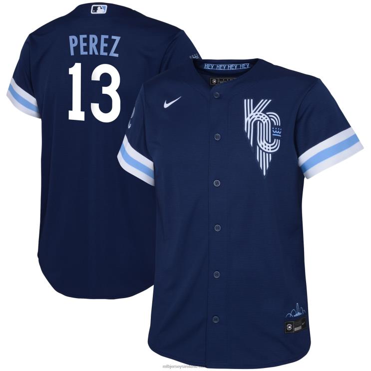 IE MBL Toddler Kansas City s Salvador Perez Nike 2022 City Connect Replica Player Jersey Navy R0H2T1184