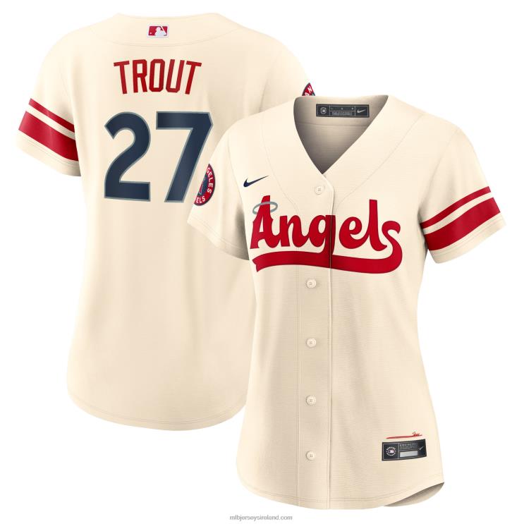 IE MBL Los Angeles Angels Mike Trout Nike 2022 City Connect Replica Player Jersey Women Cream R0H2T385