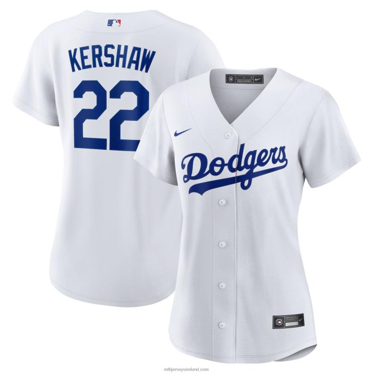 IE MBL Los Angeles Dodgers Clayton Kershaw Nike Home Replica Player Jersey Women White R0H2T120