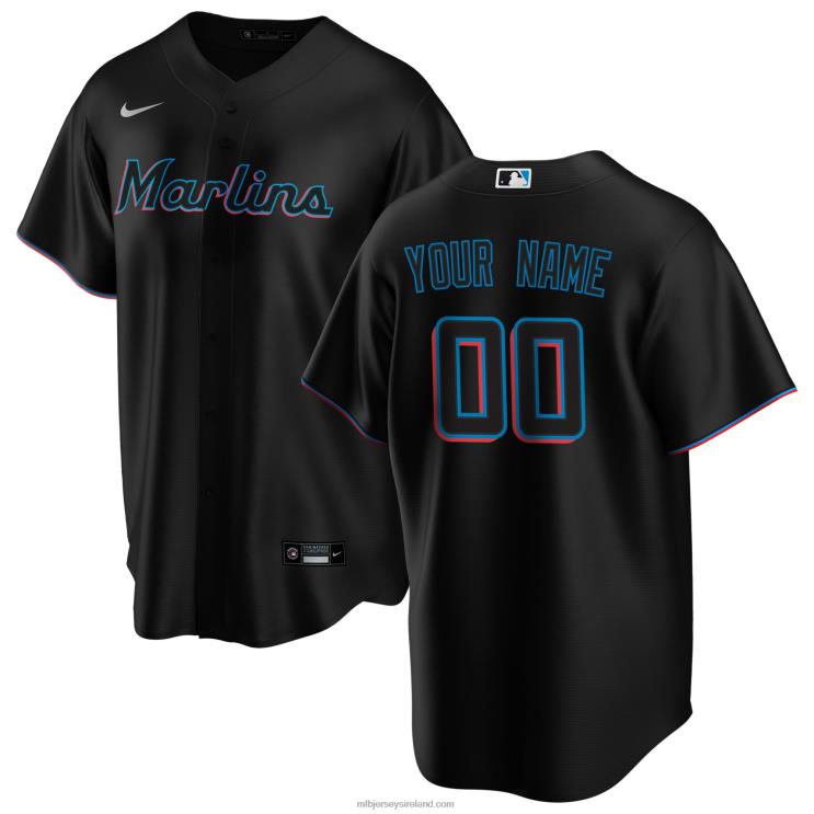 IE MBL Miami Marlins Nike Alternate Replica Custom Jersey Men Black R0H2T291