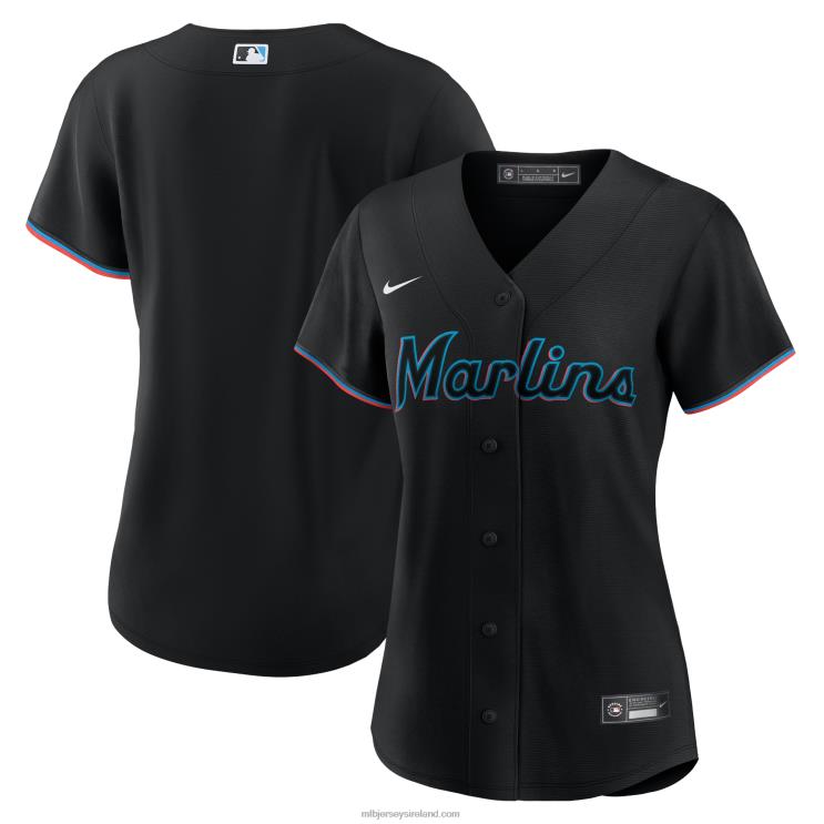 IE MBL Miami Marlins Nike Alternate Replica Team Jersey Women Black R0H2T639