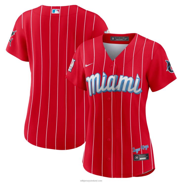 IE MBL Miami Marlins Nike City Connect Replica Jersey Women Red R0H2T850