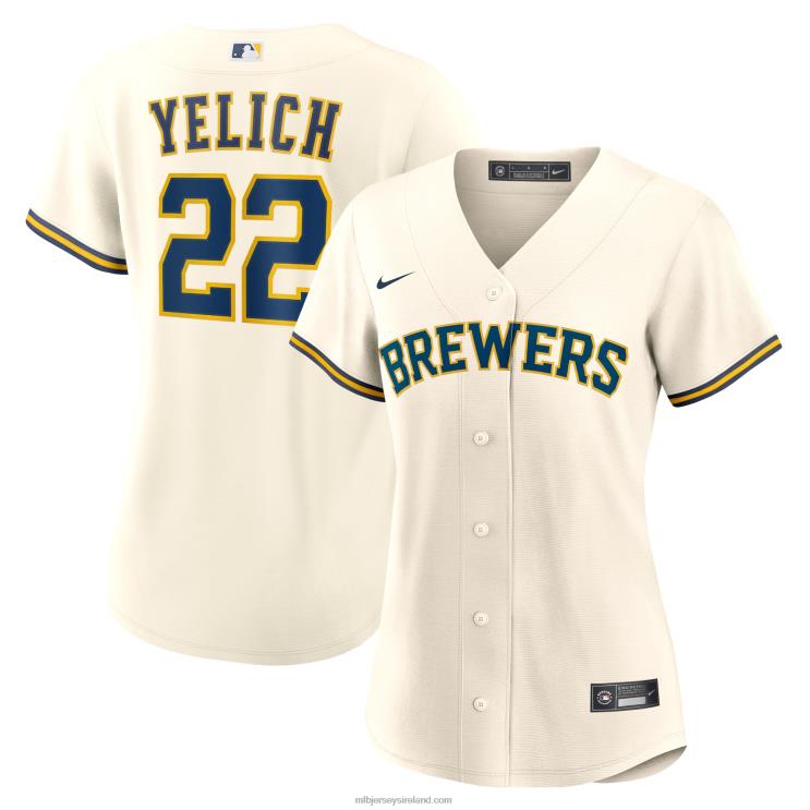 IE MBL Milwaukee Brewers Christian Yelich Nike Home Replica Player Jersey Women Cream R0H2T410