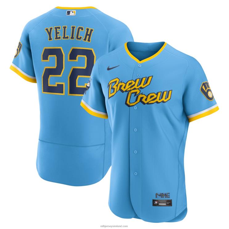 IE MBL Milwaukee Brewers Christian Yelich Nike Powder 2022 City Connect Authentic Player Jersey Men Blue R0H2T920