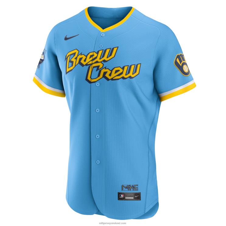 IE MBL Milwaukee Brewers Christian Yelich Nike Powder 2022 City Connect Authentic Player Jersey Men Blue R0H2T920