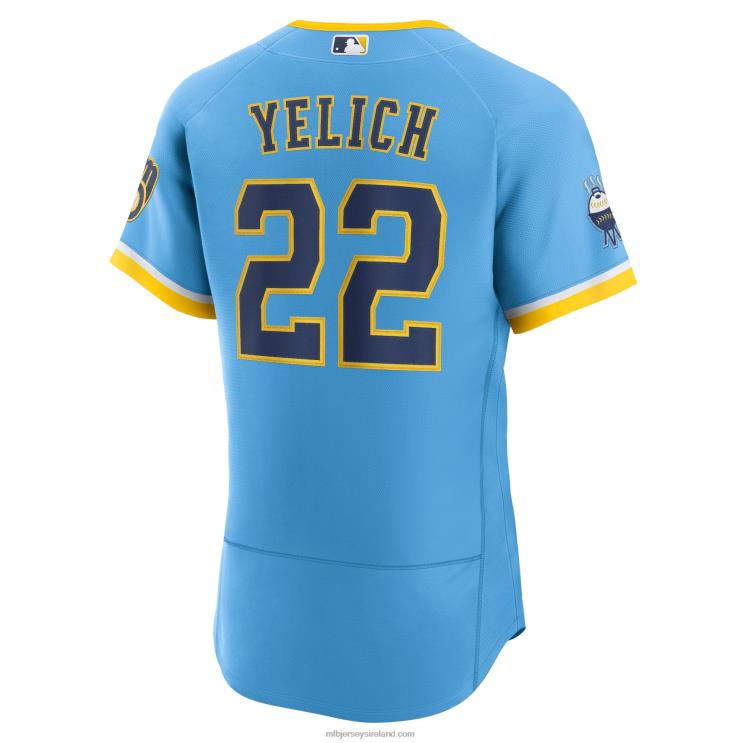 IE MBL Milwaukee Brewers Christian Yelich Nike Powder 2022 City Connect Authentic Player Jersey Men Blue R0H2T920