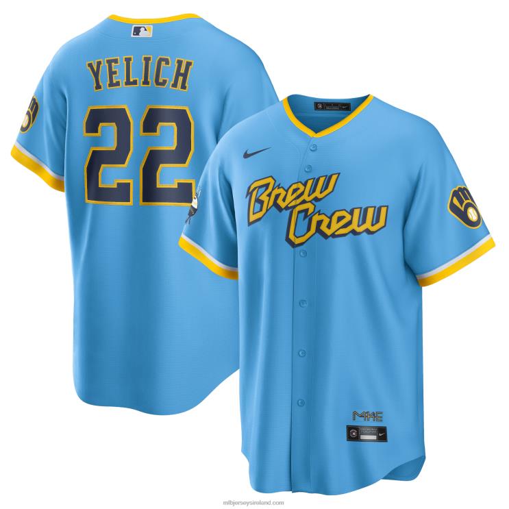 IE MBL Milwaukee Brewers Christian Yelich Nike Powder 2022 City Connect Replica Player Jersey Men Blue R0H2T287