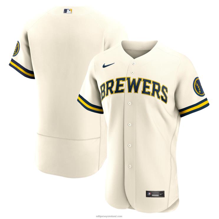 IE MBL Milwaukee Brewers Nike Home Authentic Team Logo Jersey Men Cream R0H2T1126