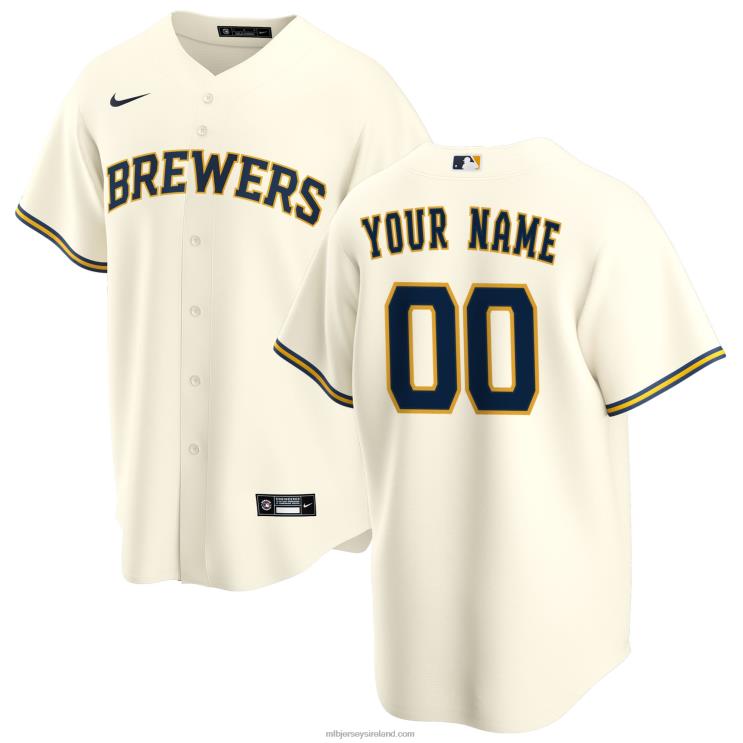 IE MBL Milwaukee Brewers Nike Home Replica Custom Jersey Men Cream R0H2T307