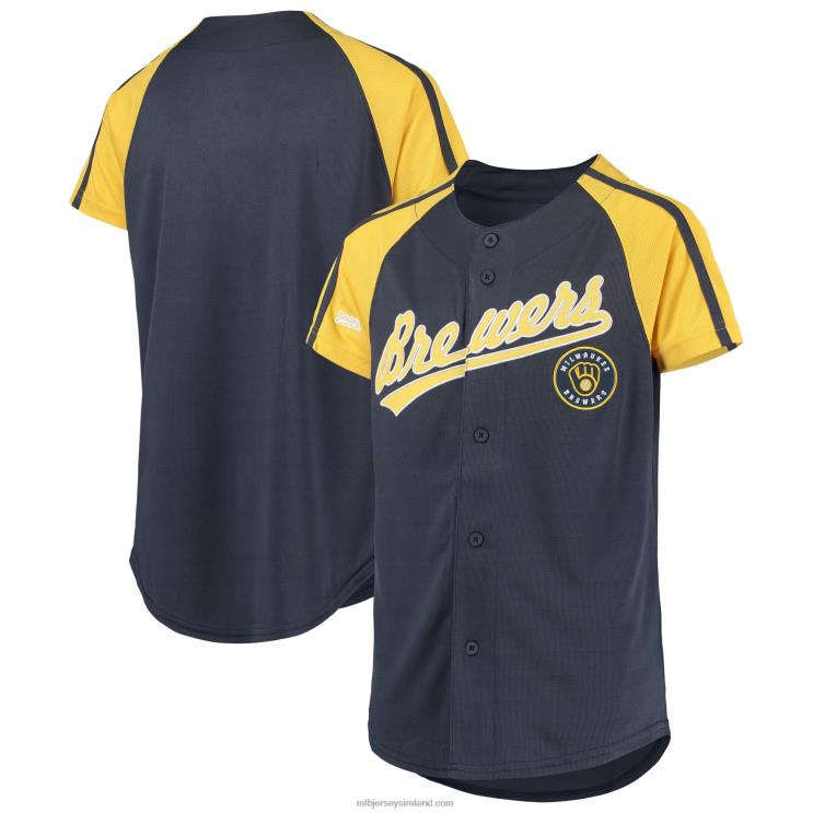 IE MBL Youth Milwaukee Brewers Stitches Team Logo Jersey Navy R0H2T1242