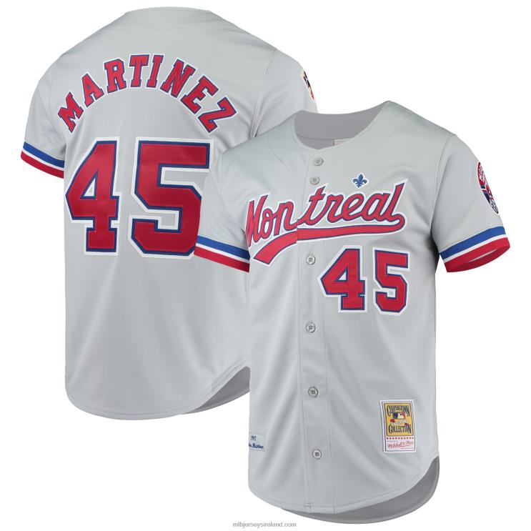 IE MBL Montreal Expos Pedro Martinez Mitchell & Ness Cooperstown Collection Authentic Jersey Men Gray R0H2T843