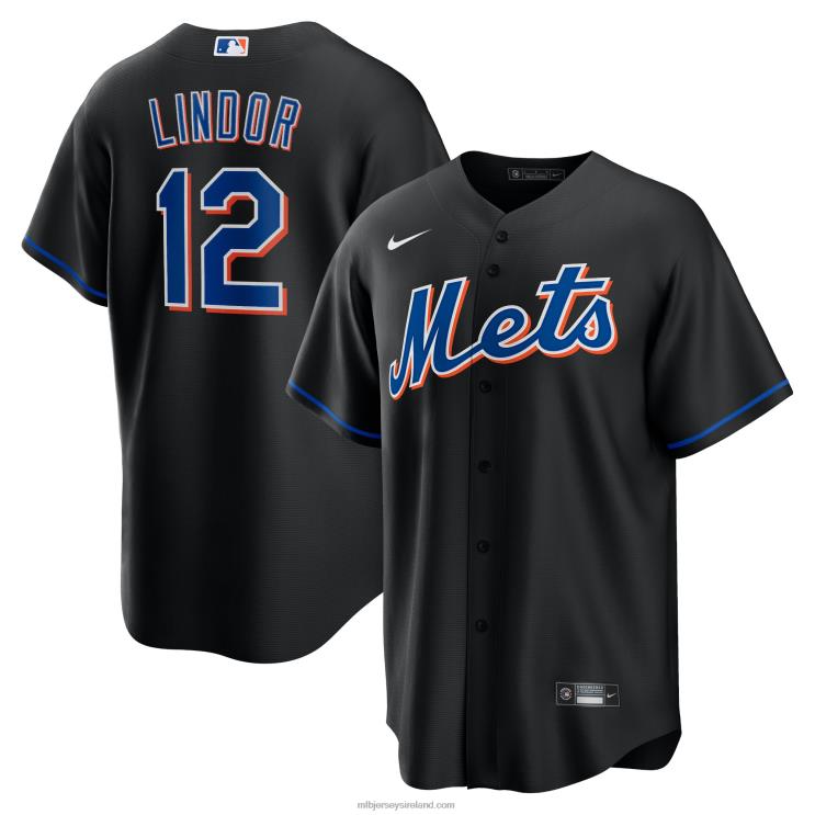 IE MBL New York Mets Francisco Lindor Nike 2022 Alternate Replica Player Jersey Men Black R0H2T271