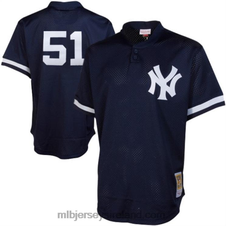 IE MBL New York Yankees Bernie Williams Mitchell & Ness Cooperstown Mesh Batting Practice Jersey Men Navy R0H2T829