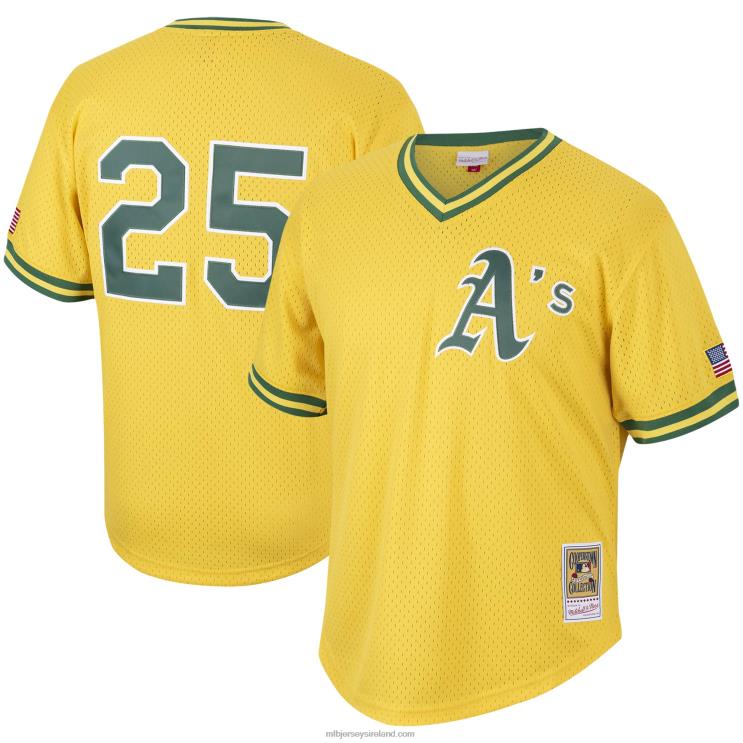 IE MBL Oakland Athletics Mark McGwire Mitchell & Ness Cooperstown Collection Mesh Batting Practice Jersey Men Gold R0H2T1209