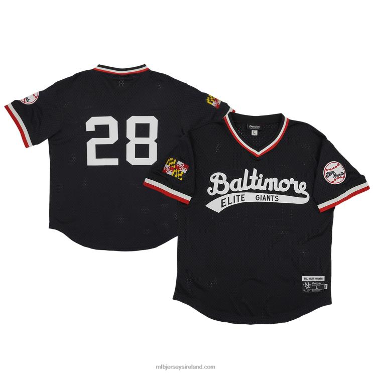 IE MBL Baltimore Elite Giants 28 Rings & Crwns Mesh Replica V-Neck Jersey Men Black R0H2T968
