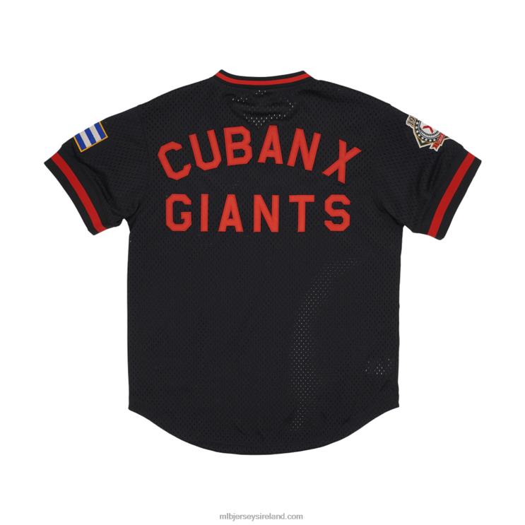 IE MBL Cuban Giants Rings & Crwns Mesh Replica V-Neck Jersey Men Black R0H2T1162