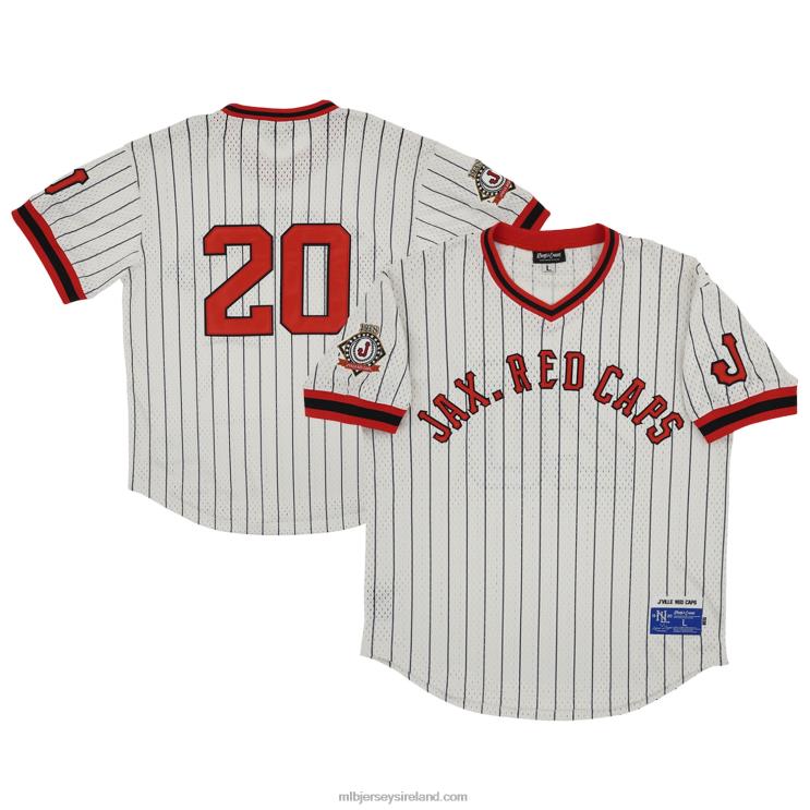 IE MBL Jacksonville Caps 20 Rings & Crwns Mesh Replica V-Neck Jersey Men Red R0H2T1226