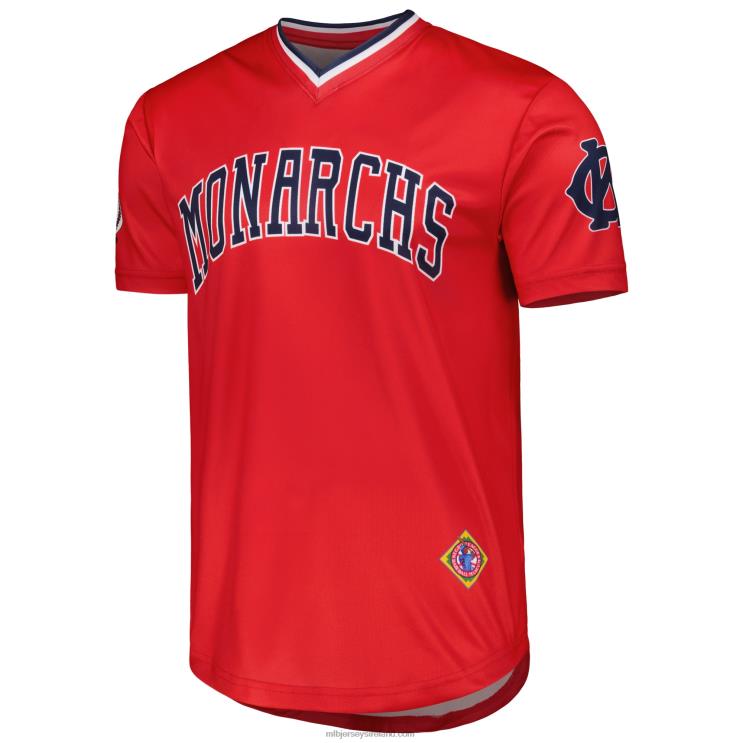 IE MBL Kansas City Monarchs Stitches Sublimated V-Neck Jersey Men Red R0H2T810
