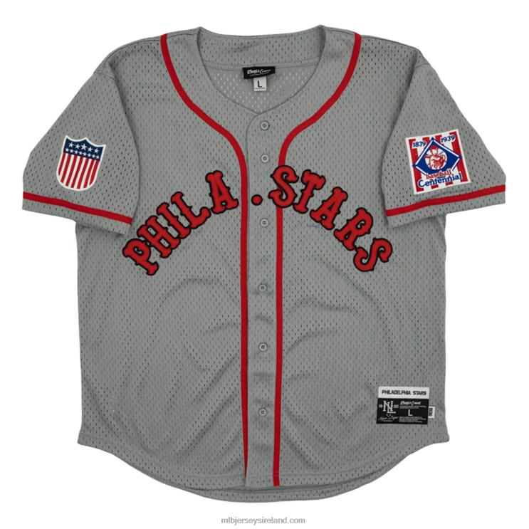 IE MBL Philadelphia Stars 7 Rings & Crwns Mesh Button-Down Replica Jersey Men Gray R0H2T1154