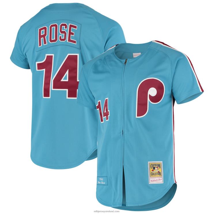 IE MBL Philadelphia Phillies Pete Rose Mitchell & Ness Cooperstown Collection Authentic Jersey Men Blue R0H2T699