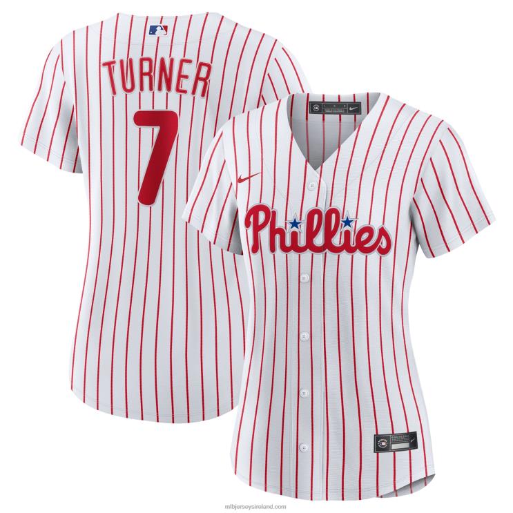 IE MBL Philadelphia Phillies Trea Turner Nike Home Replica Player Jersey Women White R0H2T223