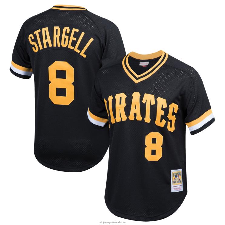 IE MBL Youth Pittsburgh Pirates Willie Stargell Mitchell & Ness Cooperstown Collection Mesh Batting Practice Jersey Black R0H2T831