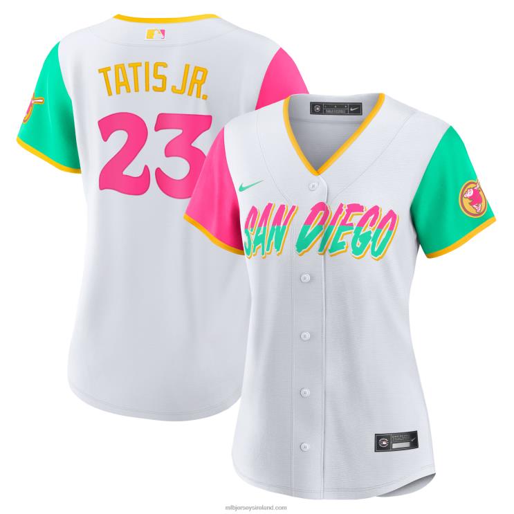 IE MBL San Diego Padres Fernando Tatis Jr. Nike 2022 City Connect Replica Player Jersey Women White R0H2T304