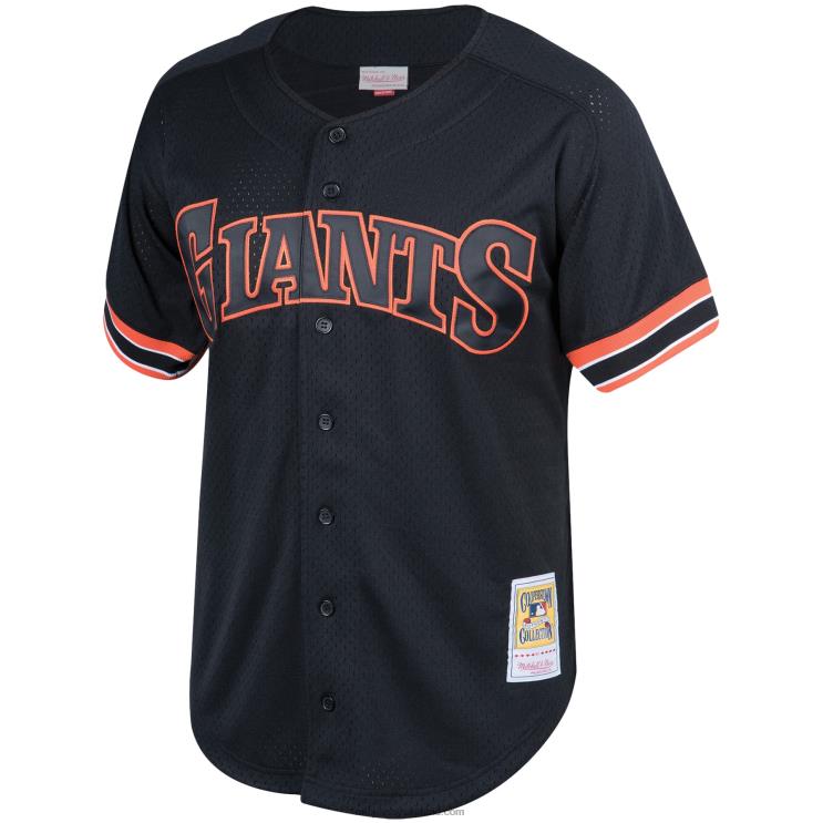 IE MBL San Francisco Giants Will Clark Mitchell & Ness Fashion Cooperstown Collection Mesh Batting Practice Jersey Men Black R0H2T343