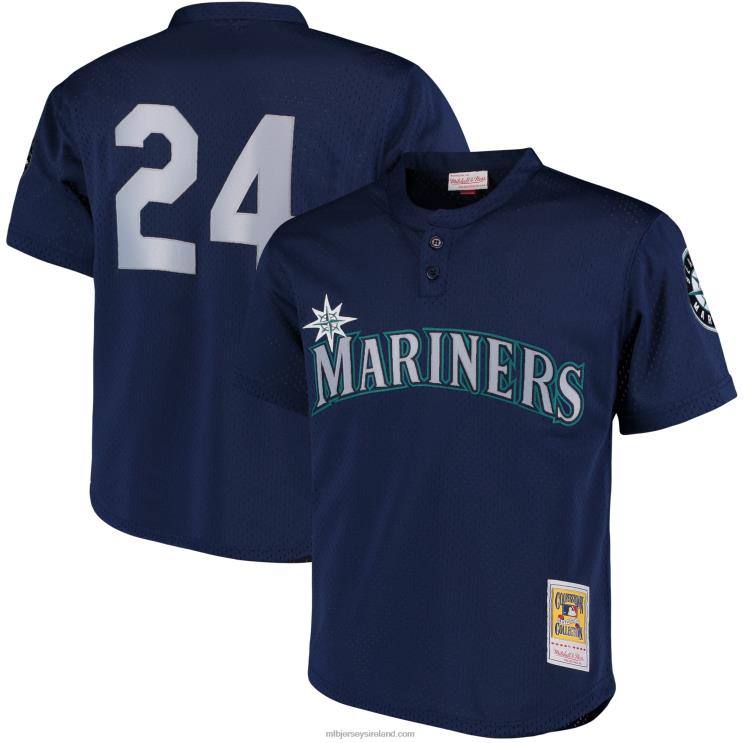 IE MBL Seattle Mariners Ken Griffey Jr. Mitchell & Ness Cooperstown Collection Mesh Batting Practice Jersey Men Navy R0H2T327