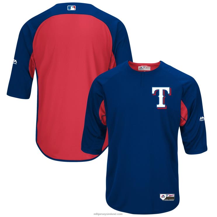 IE MBL Texas Rangers Majestic Authentic Collection On-Field 34-Sleeve Batting Practice Jersey Men Red R0H2T1193